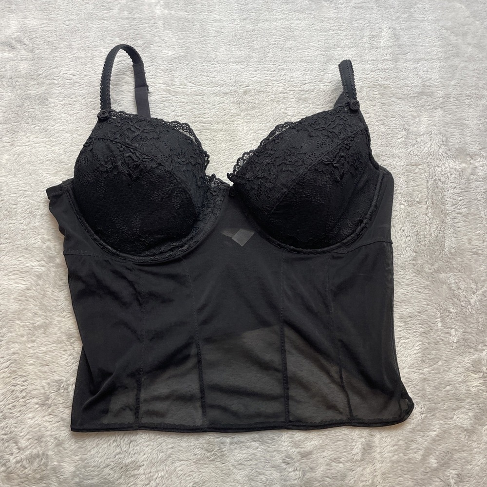 Gilligan & O'Malley Babydoll Fairy Grunge Corset Size 38D Black Lace Coquette‎